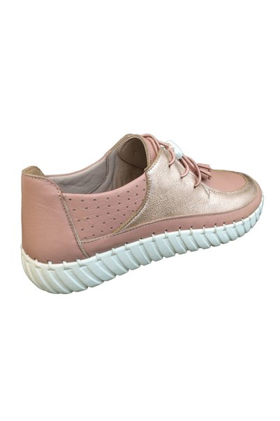 OrtopedikAL 2010 Womenly Style Powder-Gold Dore Women's Casual Shoes %100 Genuine Leather Elastic Soft