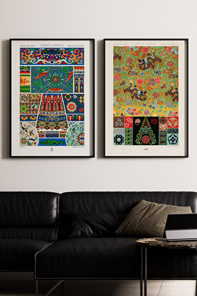 Artiera 2 τεμάχια πολύχρωμα μοτίβα μωσαϊκού Σετ ζωγραφικής τέχνης Japandi με ...