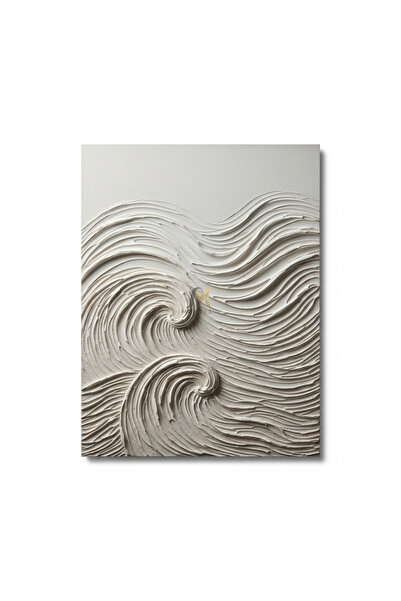 Mondesin Kanvas Tablo Salon Çizgiler Alçı Doku Efektli Bohem Kanvas Tablo