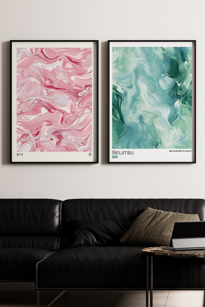 Artiera Σετ ζωγραφικής 2 τεμαχίων Pink Mint Positive Energy Japandi Art με ξύ...