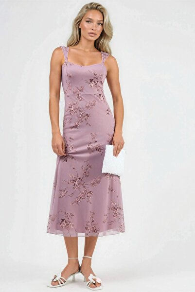 Hiccup Floral midi dress with sweetheart neckline