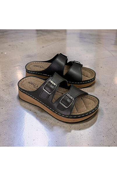 Apella Women's Orthopedic Sole Heel Spur Prevention Stitched Double Buckle Sl...