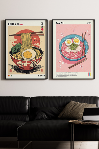 Artiera Σετ ζωγραφικής με ξύλινο πλαίσιο 2 τεμαχίων Ramen Kitchen Decorative ...