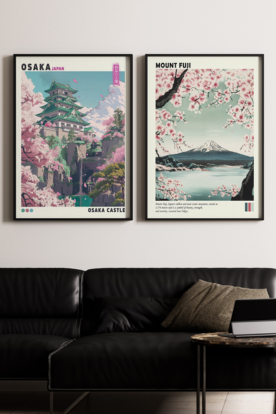 Artiera Σετ ζωγραφικής με ξύλινο πλαίσιο 2 τεμαχίων Osaka Spring Sakura Japan...