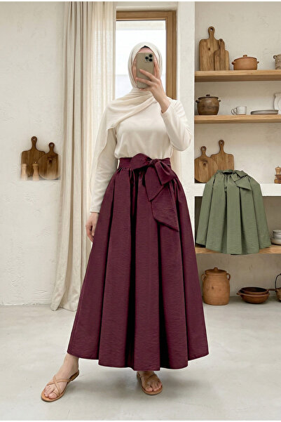 MODAQU Piliseli Belt Piece Belt Piece Parachute Fabric Skirt - Claret Red