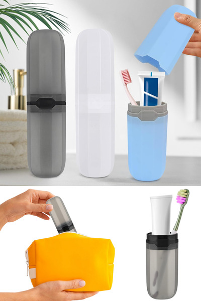 homika dekorasyon Travel Type Toothbrush Makeup Brush Storage Container Porta...