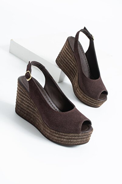 diclepolat Women's Brown Wedge Heel Sandals High Platform Ankle Strap Summer ...