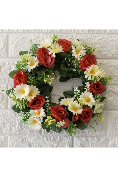 ELITECOMMERCEMARKET Decorative Spring Wreath with Daisies and Roses Ø25cm