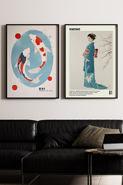 Artiera Σετ ζωγραφικής 2 τεμαχίων με ψάρια κοί και γυναικεία εικόνα, ξύλινο π...