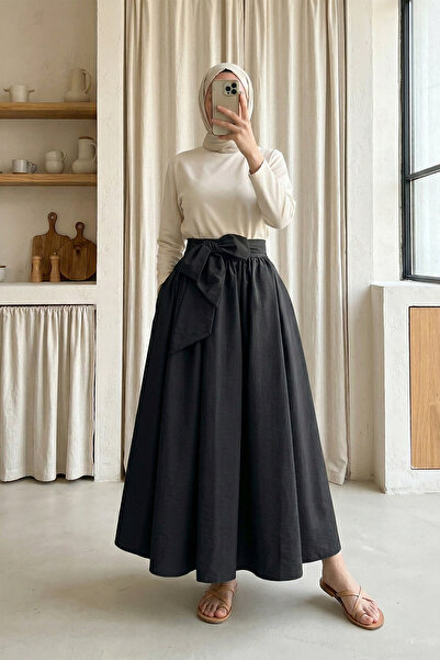 MODAQU Fusta din țesătură tip parașută, plisată, cu curea sau curea straturi ...