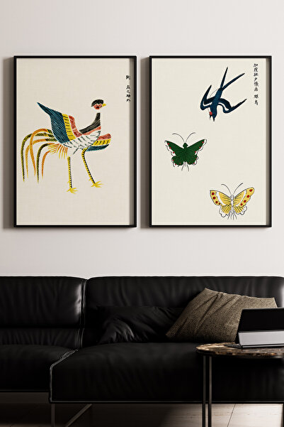 Artiera Σετ ζωγραφικής 2 τεμαχίων με πολύχρωμα πουλιά και πεταλούδες, τέχνη J...