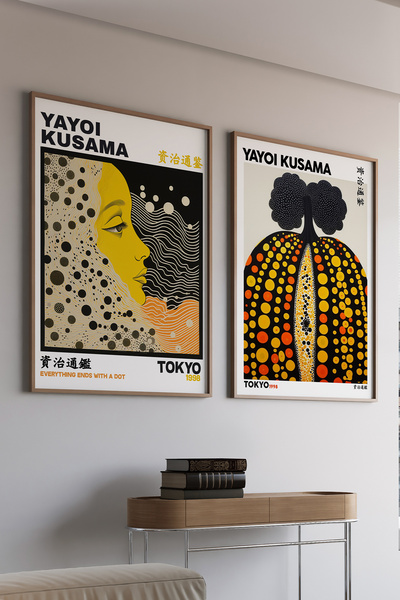 Artiera Σετ ζωγραφικής 2 τεμαχίων Kusama Yellow Face Pumpkin Japandi Art με ξ...