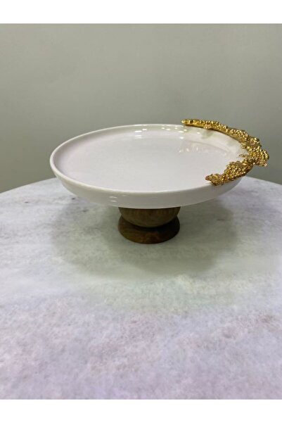 MİMSEGÜN DEKOR Gold Grape Figure Standed Serving Plate