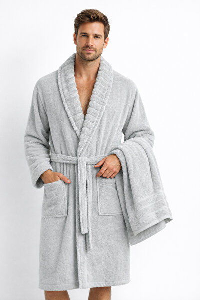 Cottonest Muški kućni ogrtač Pamuk komada Mekane teksture Šal kragna – Sa dže...