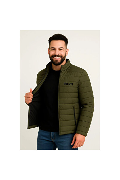 Narnuga معطف بومبر مبطن للرجال من ميكرو واتر ريزستانت B مطبوع مزود بسحاب - كاكي