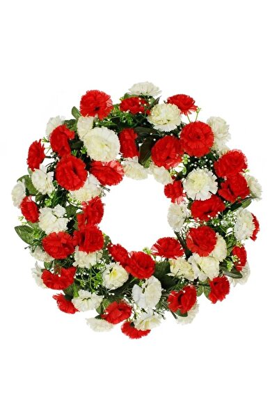 ELITECOMMERCEMARKET Coronita Decorativa de Primavara cu Flori Garoafe Rosii A...