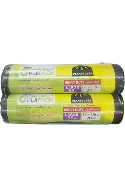 Fijipack Heavy Duty Black Trash Bags 80 cm x 110 cm Leak Proof & Tear Resista...