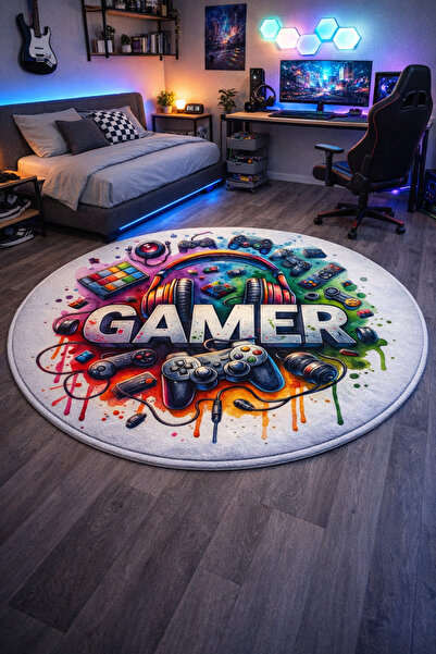 RUGRUMBA Non-Slip Sole Playstation Xbox Themed Machine with Washable Gamer Yo...