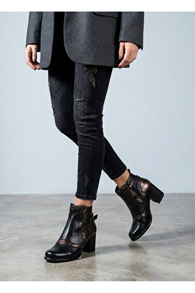 Mira Deri Genuine De Leather Ilan Der Leather Printed 7 cm Thick Heel Women's...