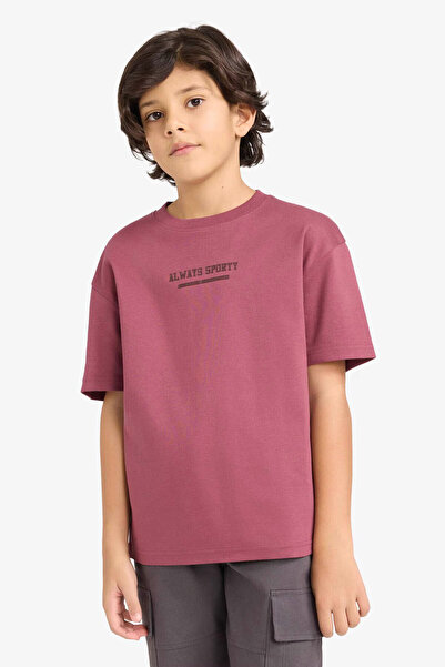 DeFacto Premium bedrucktes bordeauxrotes Jungen-T-Shirt G6485A8/BR174