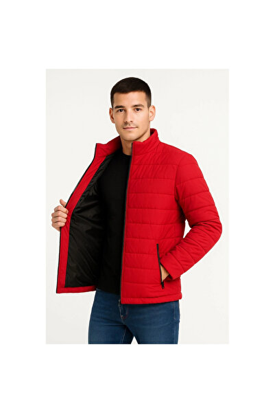 Narnuga سترة بومبر مونت - قماش مقاوم للماء، مبطنة، بسحاب، للشتاء - أحمر -