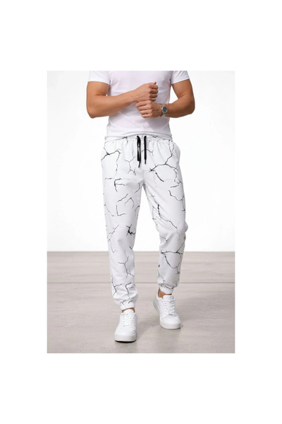 Narnuga Men's Digital Printed Sweatpants with Three Threaded Elastic Cuffs an...