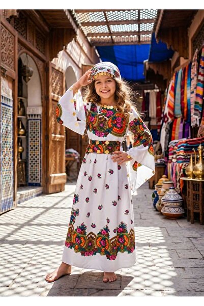 6zar YÖRESEL HAMAVİ ÇOCUK ELBİSE (ŞAL VE KUŞAK BİRLİKTE) mezuniyet 23 nisan ç...