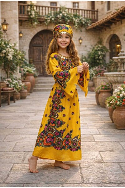 6zar YÖRESEL HAMAVİ ÇOCUK ELBİSE (ŞAL VE KUŞAK BİRLİKTE) mezuniyet 23 nisan ç...