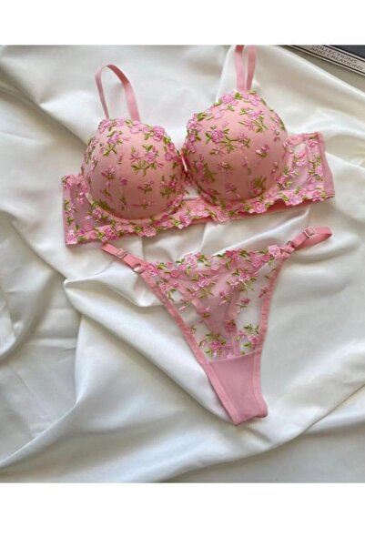 ARONA ÇİCEKLİ DANTALLİ DOLGULU SÜTYEN TAKIMI