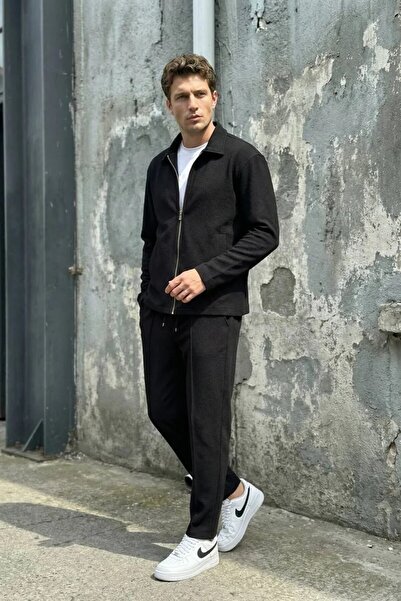 MADZEYMODA Men's Transitional Crepe Fabric Zippered Jacket & Green Trousers B...