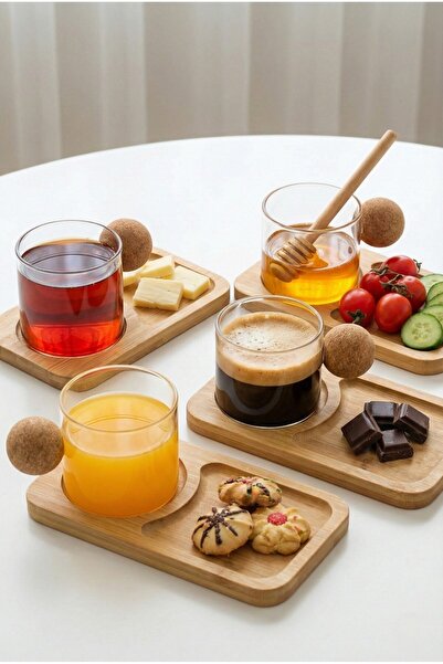 LeylArt 6-Pack of 12-Piece Borosilicate Glass with Bamboo Plates, Cork Handle...