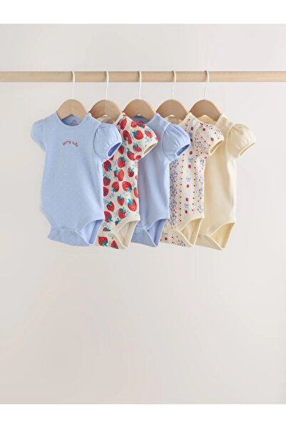 Next Baby 100% Cotton Pcs Blue Short Sleeve Baby Rompers 5-Pack