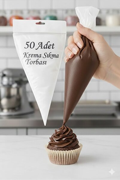 Raakmadezanmir 50 كيس كريمة للاستخدام مرة واحدة - أكياس تزيين الكيك والحلويات...