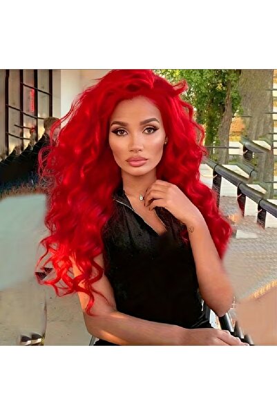animis beauty Red Wig, long, curly, without bangs , synthetic fiber with look...