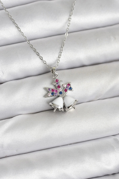 shopwave 316L Çelik Zincir Gümüş Renk Chirtsmas Bell Model Yılbaşı Temalı Kad...