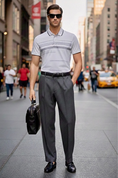 Maccali Ανδρικό μπλουζάκι με λευκό γιακά polo Premium Comfort Με σχέδιο Βαμβά...