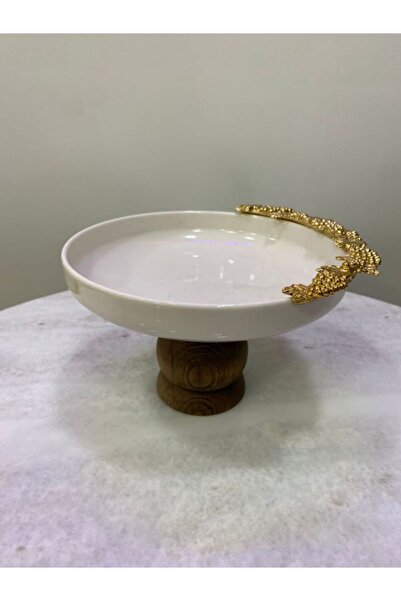 MİMSEGÜN DEKOR Gold Grape Figure Footed Deep Plate