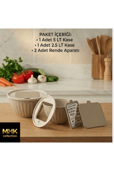 Empressco Two-Size Grater Set Beige 2.5 and 5 Liters, Practical and Stylish D...