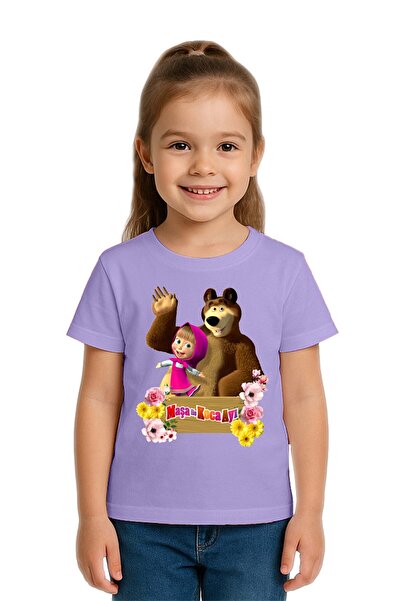 SEDİRLİ Tricou unisex pentru copii Masha și Ursul cu imprimeu bumbac bucăți d...