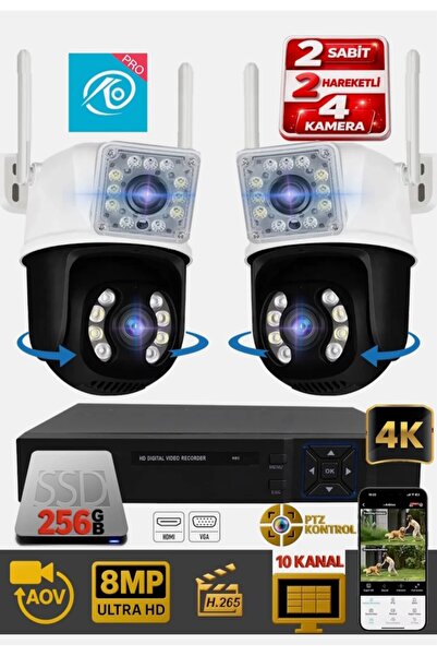 SERKANELEKTRONİK O-kam Pro Set 4 kameralı ( 2 Sabit+ 2 Hareketli ) 256 GB SSD...