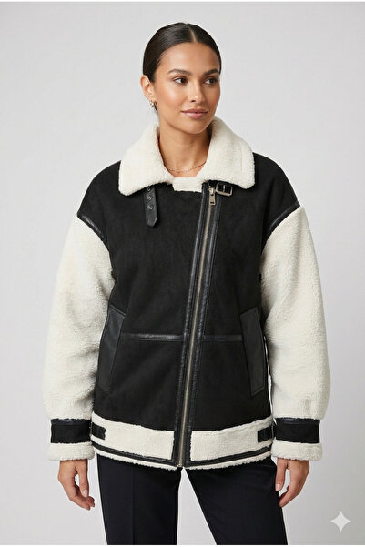 OEM Oversized Shearling Jacket – Ένα Μέγεθος, Premium Style Μαύρο