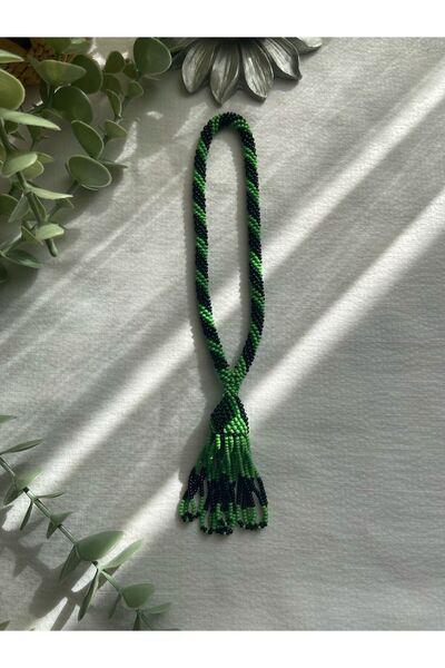 Handmade KUM BONCUK EL İŞİ YEŞİL SİYAH SALLAMA TESBİH