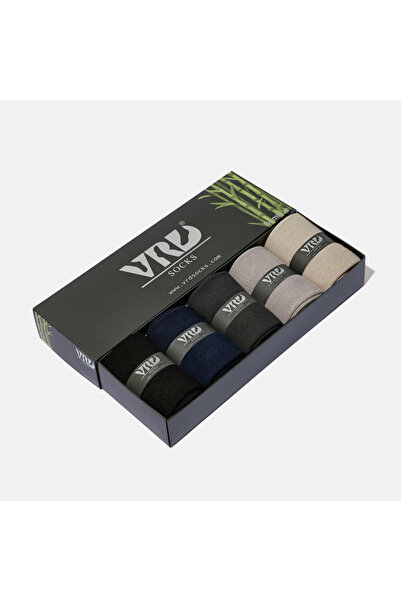 VARDAR SOCKS Dikişsiz Bambu Çorap Jakarlı Karışık Renk Erkek Çorap Kutulu 5 Ç...