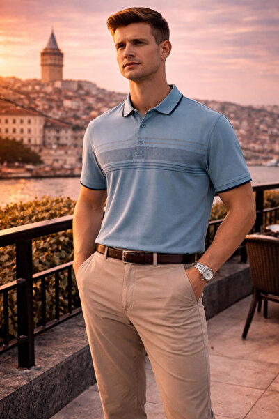 Maccali Muška Pamuk pakovanja Sa deznom ležerna plava polo majica