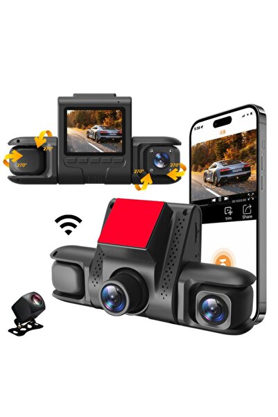 Tradeo كاميرا أمامية للسيارة بأربع كاميرات بدقة 1080 بكسل، مزودة بتقنية واي ف...