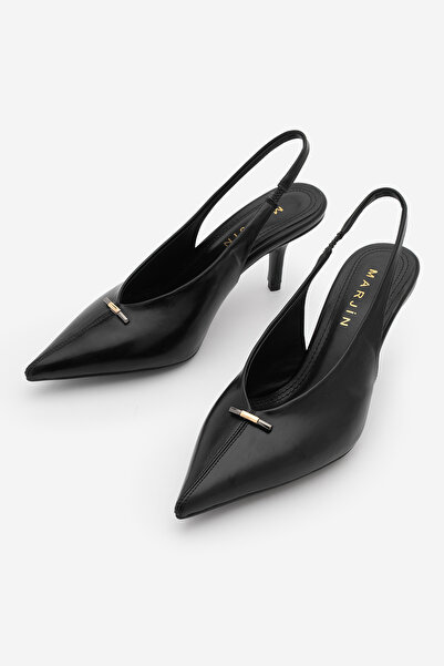 Marjin Γυναικείο στιλέτο με μυτερή μύτη, ανοιχτή πλάτη, ελαστικό, κοντό και λ...