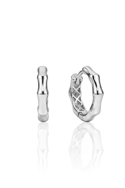 Söğütlü Silver 925 Ayar Gümüş Küpe Beyaz Altın Rodyumlu Kaplama Bambu Formlu ...