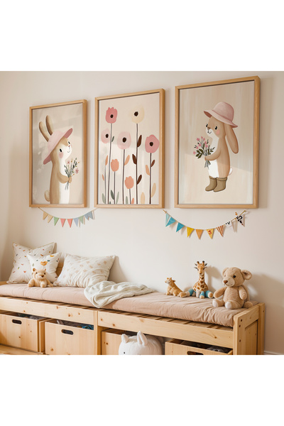 Artiera Σετ ζωγραφικής 3 τεμαχίων με ξύλινο πλαίσιο για παιδικό δωμάτιο με μπ...
