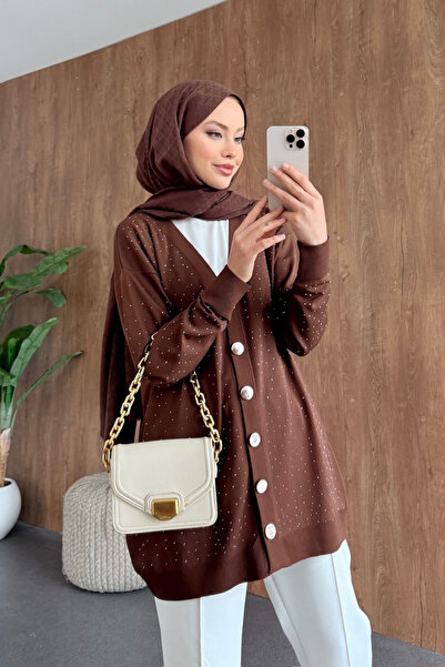 Hazamoda Nepal Stone Cardigan Brown