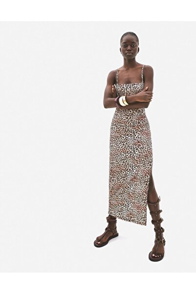 Buti Allbucks Bersh Ka Strappy Midi Leopard Dress Abbrs3782